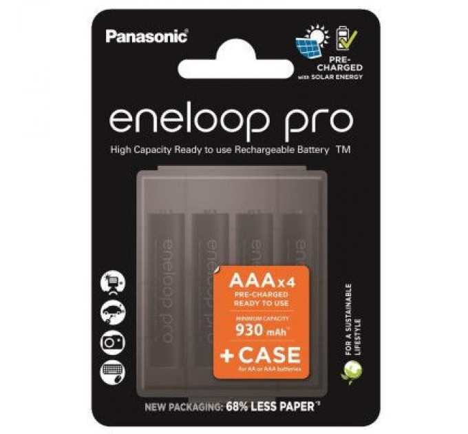Panasonic Акумулятор Panasonic Eneloop AAA 930mAh Pro NI-MH * 4 + Сase (BK-4HCDEC4CP)