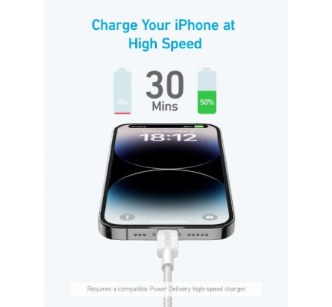 Anker Дата кабель USB 2.0 AM to Lightning 1.8m 322 White Anker (A81B6H21)