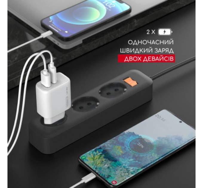 Intaleo Зарядний пристрій Intaleo 30W GAN USB-C PD+USB-A QC 3.0 white (1283126578274)