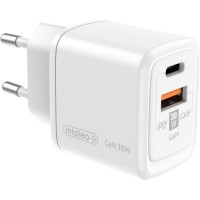 Зарядний пристрій Intaleo 30W GAN USB-C PD+USB-A QC 3.0 white (1283126578274)