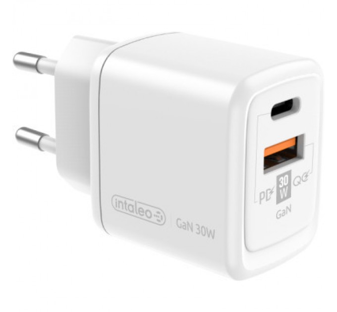 Intaleo Зарядний пристрій Intaleo 30W GAN USB-C PD+USB-A QC 3.0 white (1283126578274)