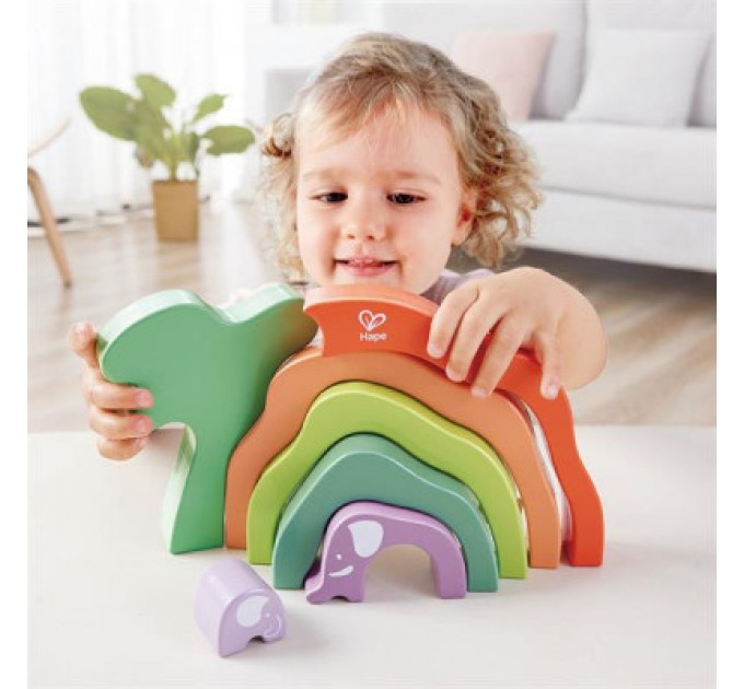 Hape Розвиваюча іграшка Hape дерев'яна пірамідка Слоненя (E0489)