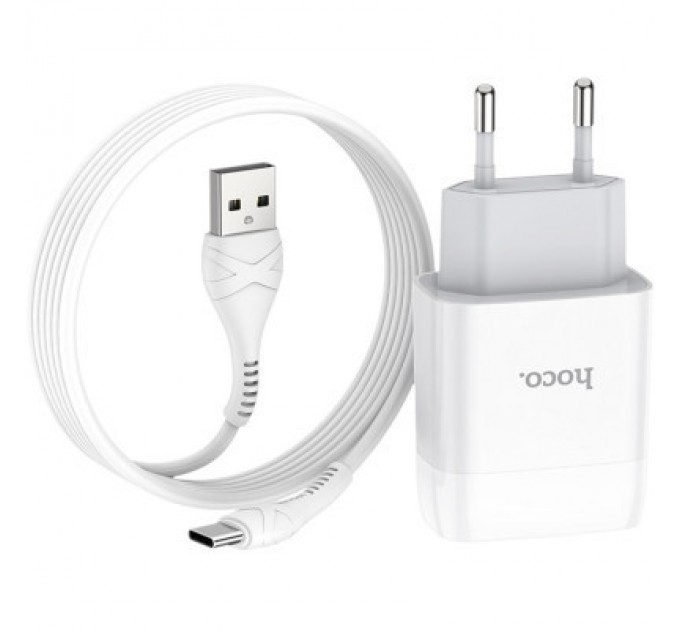 HOCO Зарядний пристрій HOCO C73A Glorious dual port charger set(Type-C) White (6931474713070)