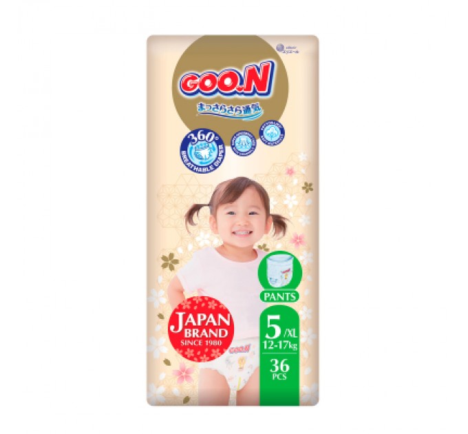 GOO.N Підгузки GOO.N Premium Soft Трусики 12-17 кг Розмір 5 XL 36 шт (F1010101-158)