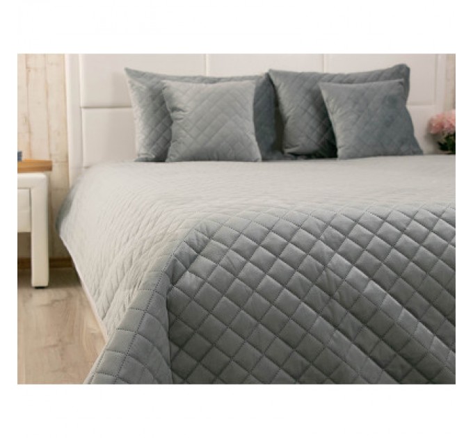Руно Покривало Руно двостороннє декоративне Velour Dark Grey ромб 150х220 см (360.55_Dark Grey ромб)