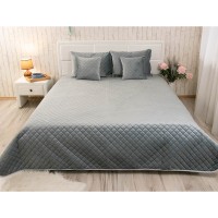 Покривало Руно двостороннє декоративне Velour Dark Grey ромб 150х220 см (360.55_Dark Grey ромб)