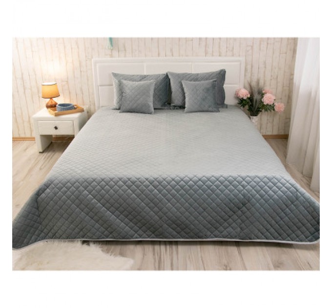 Руно Покривало Руно двостороннє декоративне Velour Dark Grey ромб 150х220 см (360.55_Dark Grey ромб)