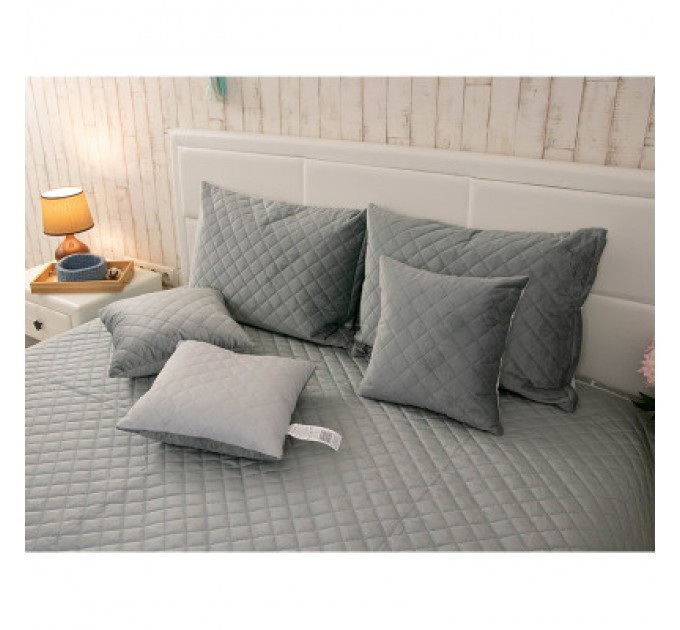 Руно Покривало Руно двостороннє декоративне Velour Dark Grey ромб 150х220 см (360.55_Dark Grey ромб)