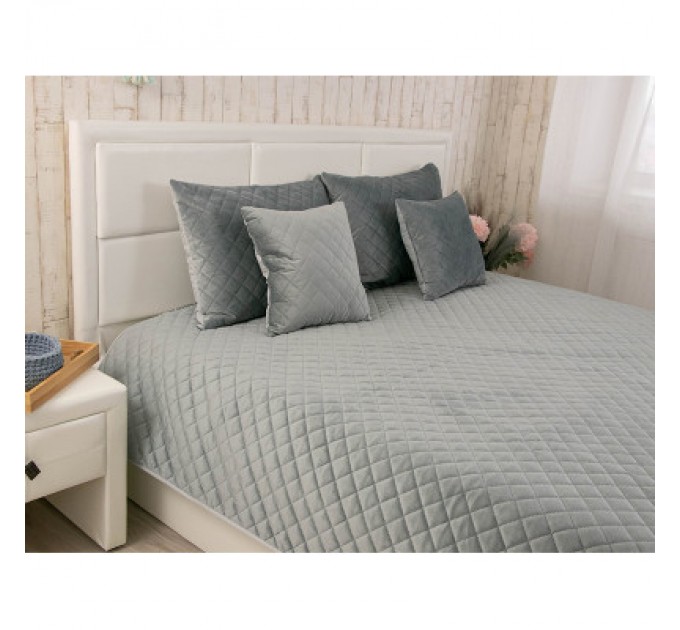 Руно Покривало Руно двостороннє декоративне Velour Dark Grey ромб 150х220 см (360.55_Dark Grey ромб)