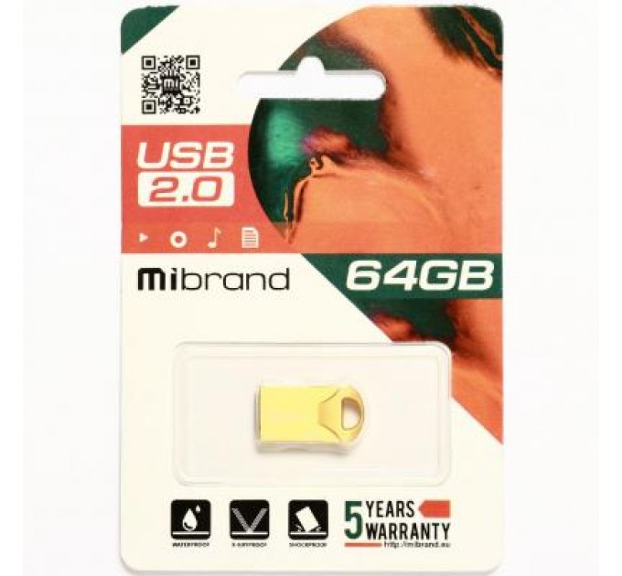 Mibrand USB флеш накопичувач Mibrand 64GB Hawk Gold USB 2.0 (MI2.0/HA64M1G)