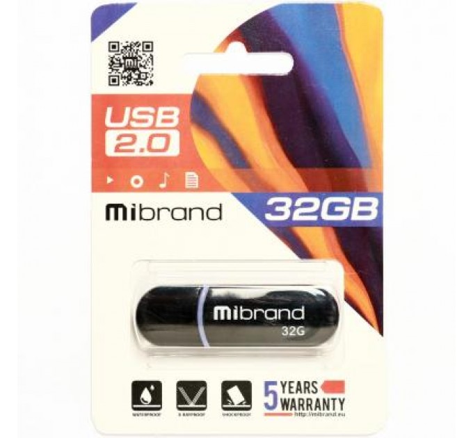 Mibrand USB флеш накопичувач Mibrand 32GB Panther Black USB 2.0 (MI2.0/PA32P2B)
