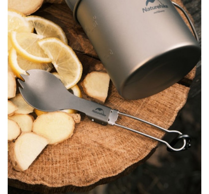 Naturehike Ложка-виделка туристична Naturehike NH19C001-J сіра з мішечком (6927595734759)
