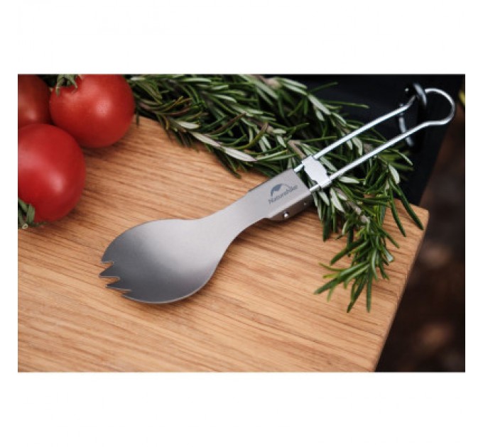 Naturehike Ложка-виделка туристична Naturehike NH19C001-J сіра з мішечком (6927595734759)