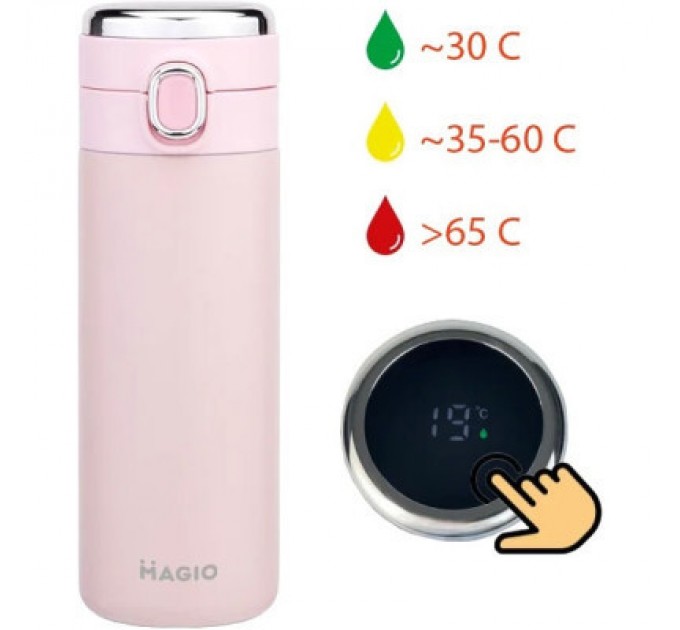 Magio Термос Magio 400 мл з датчиком температури Рожевий (MG-1047P)