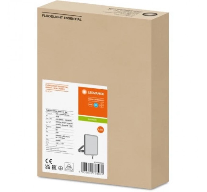 LEDVANCE Прожектор LEDVANCE FL ESSENTIAL 30W 840 BK IP65 (4058075768079)