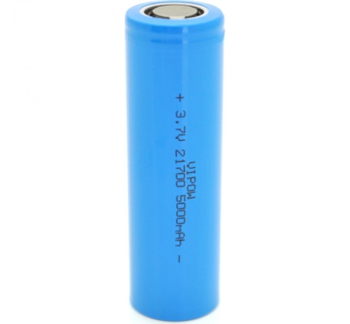 Vipow Акумулятор 21700 5000mAh, 3.7V, Blue, FlatTop Vipow (ICR21700-5000mAhFT / 31080)