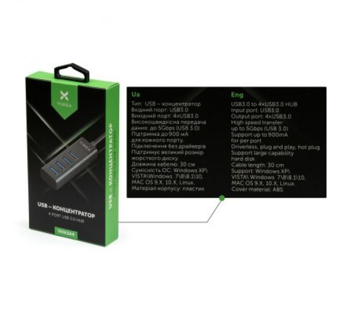 Vinga Концентратор Vinga USB3.0 to 4*USB3.0 HUB (VHA3A4)