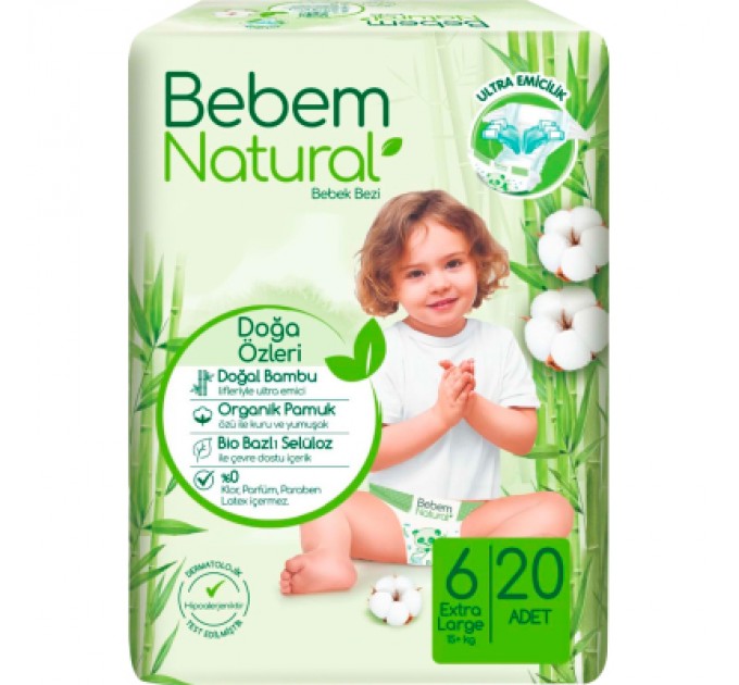 Bebem Підгузки Bebem Natural 6 Extra large 15+ кг 20 шт (8690536806041)