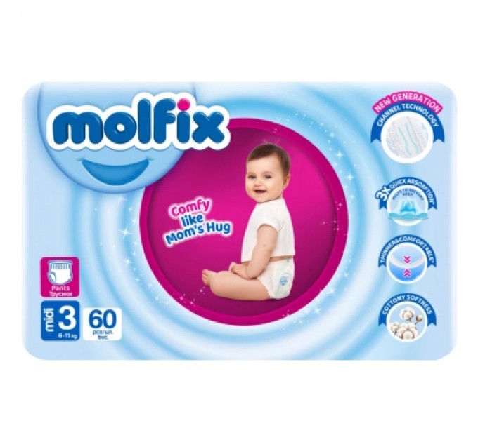Molfix Підгузки Molfix Трусики 3 midi 6-11 кг 60 шт (8690536842704)