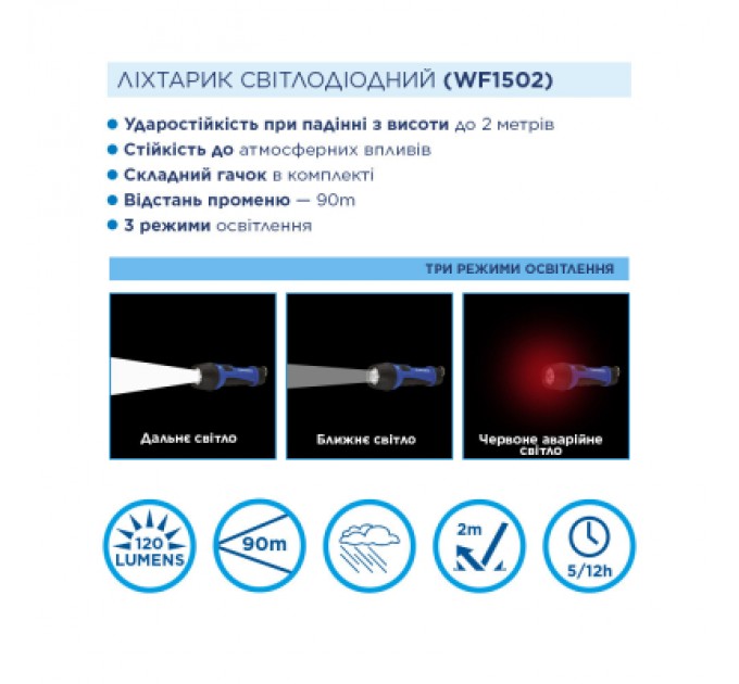 Westinghouse Ліхтар Westinghouse 3W LED WF1502 + 4 x AAA LR03 (WF1502-4LR03TB)