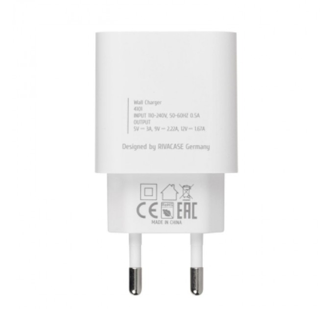 RivaCase Зарядний пристрій RivaCase 1xUSB Type-C PD 20 Вт кабель Type-C white (PS4101 WD4 (White))