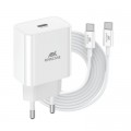 RivaCase Зарядний пристрій RivaCase 1xUSB Type-C PD 20 Вт кабель Type-C white (PS4101 WD4 (White))