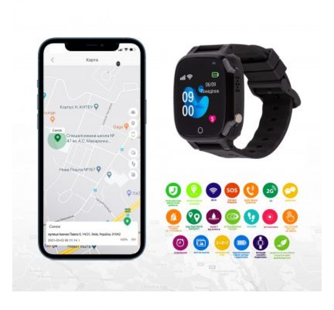 Amigo Смарт-годинник Amigo GO008 MILKY GPS WIFI Black (873291)