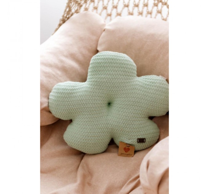 Прованс Подушка Прованс в'язана декоративна Квіточка 40 см М'ятна (033717)