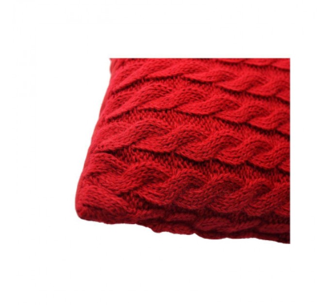 Прованс Подушка Прованс в'язана декоративна Коси червона 33х33 см (027419)
