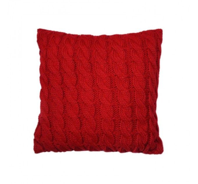 Прованс Подушка Прованс в'язана декоративна Коси червона 33х33 см (027419)