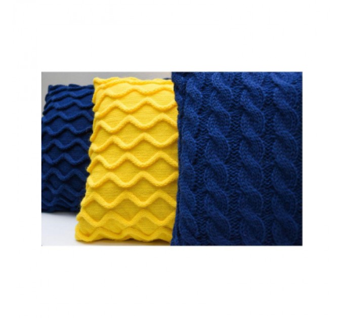 Прованс Подушка Прованс в'язана декоративна Хвилі синя 33х33 см (027422)