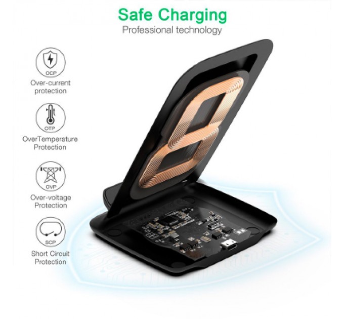Choetech Зарядний пристрій Choetech 15W Fast Wireless Charging Stand 2coils black (T555-F-BK)