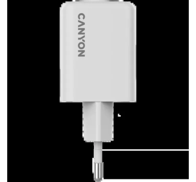 Canyon Зарядний пристрій Canyon CU45AC GaN 45W 1xPD 1xQC EU White (CNS-CUW45AC)