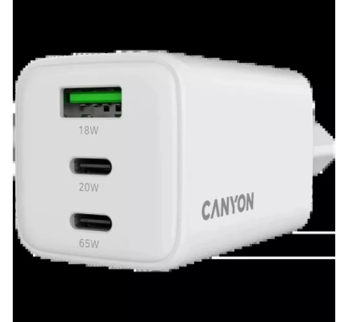 Canyon Зарядний пристрій Canyon CU65ACC GaN 65W 2xPD 1xQC EU White (CNS-CUW65ACC)