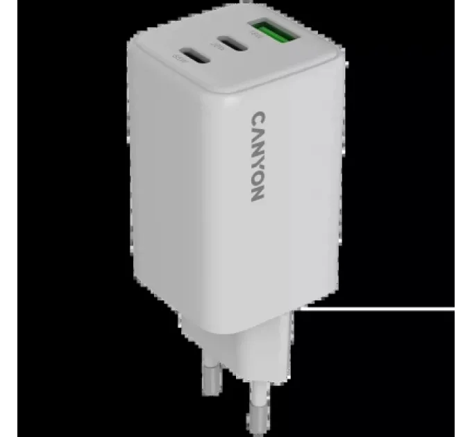 Canyon Зарядний пристрій Canyon CU65ACC GaN 65W 2xPD 1xQC EU White (CNS-CUW65ACC)
