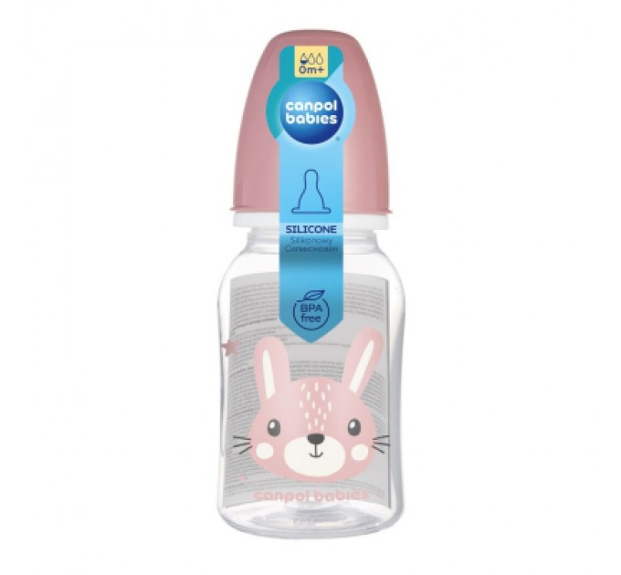 Canpol babies Пляшечка для годування Canpol babies Cute Animals стандартна 120 мл рожева рожев (11/851_pin)