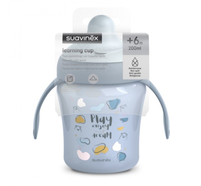 Suavinex Поїльник-непроливайка Suavinex Bear Family чашка з носиком, 200 мл,+6 міс. блакитна (402641)