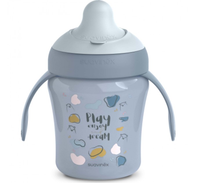 Suavinex Поїльник-непроливайка Suavinex Bear Family чашка з носиком, 200 мл,+6 міс. блакитна (402641)