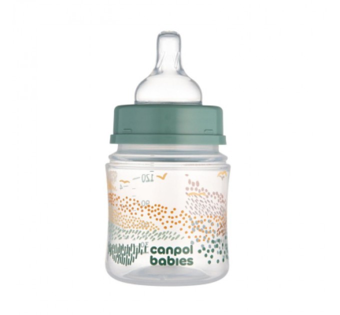 Canpol babies Пляшечка для годування Canpol babies Easystart MOUNTAINS антиколікова з широким отвором 120 мл зелена (35/242_gre)