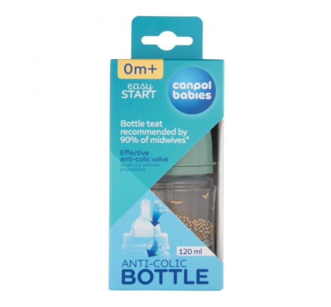 Canpol babies Пляшечка для годування Canpol babies Easystart MOUNTAINS антиколікова з широким отвором 120 мл зелена (35/242_gre)