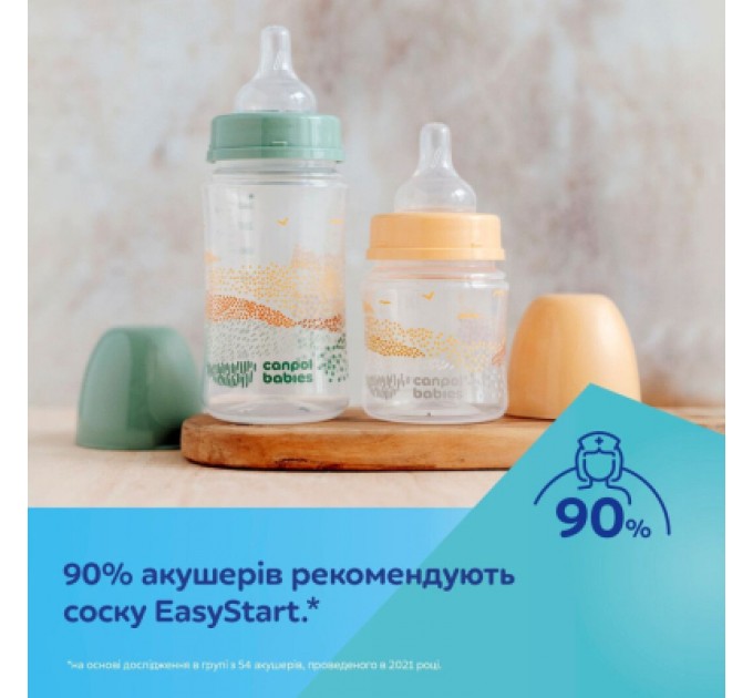 Canpol babies Пляшечка для годування Canpol babies Easystart MOUNTAINS антиколікова з широким отвором 120 мл зелена (35/242_gre)