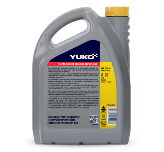 Yuko Моторна олива Yuko TURBOSYNT DIESEL 10W-40 5л (4820070242058)
