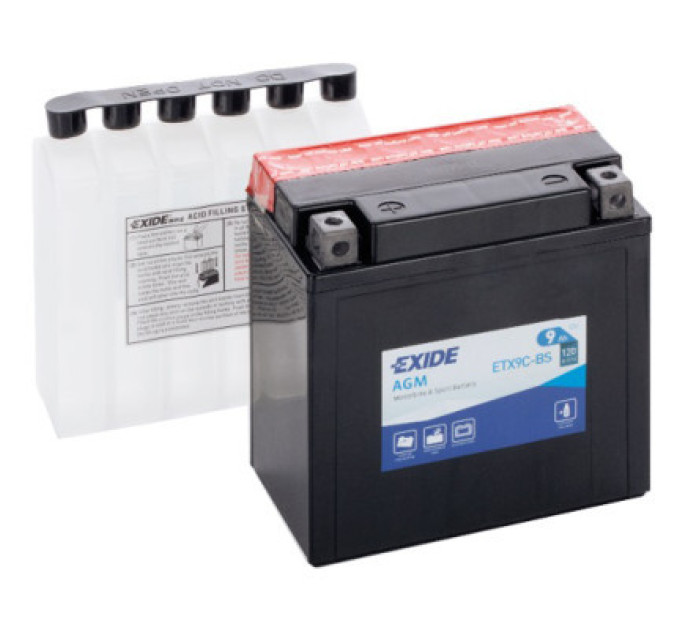 EXIDE Акумулятор автомобільний EXIDE AGM 9Ah (+/-) (120EN) (ETX9C-BS)