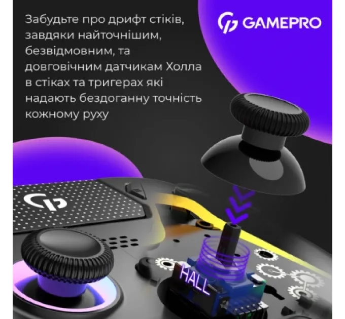 GamePro Геймпад GamePro GPS13B BT 5.3/USB/PC/iOS/Android/PS3/PS4 RGB Black (GPS13B)