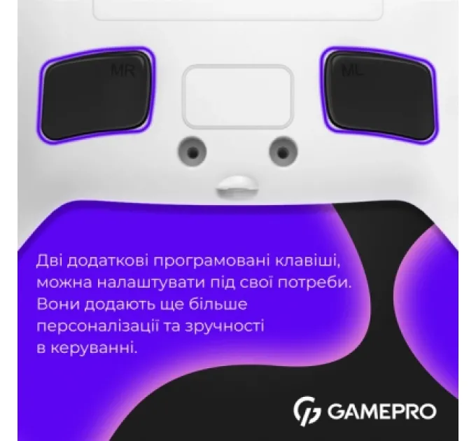 GamePro Геймпад GamePro GPS13W BT 5.3/USB/PC/iOS/Android/PS3/PS4 RGB White (GPS13W)