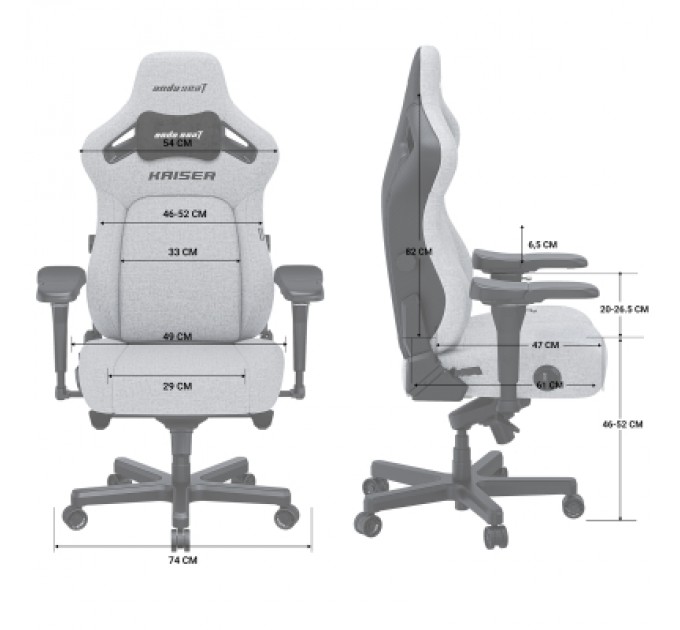 Anda Seat Крісло ігрове Anda Seat Kaiser 4 Fabric Size L Grey (AD12YDDC-L-20-G-CF)