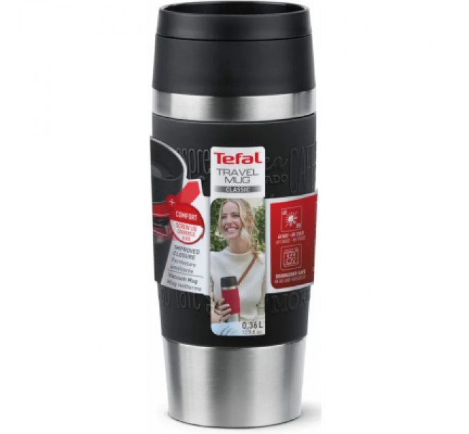 Tefal Термокружка Tefal Travel Mug Classic, 360мл, нержавіюча сталь, чорний (N2020210)