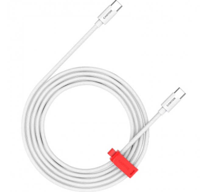 Canyon Дата кабель USB-C to USB-C 2.0m CC100AB 100W Braided White Canyon (CND-CC100AB20W)