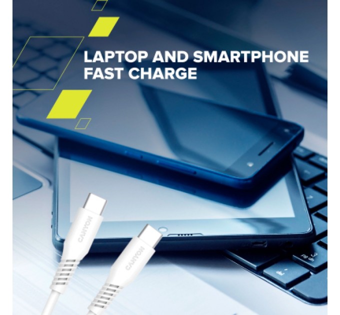 Canyon Дата кабель USB-C to USB-C 1.2m CC100SC 100W White Canyon (CNS-CC100SC12W)