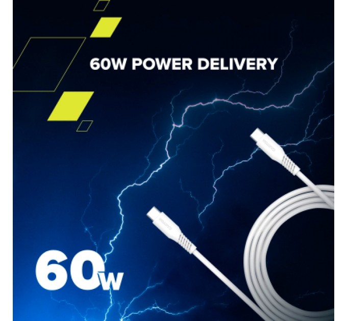 Canyon Дата кабель USB-C to USB-C 2.0m CC60SC 60W White Canyon (CNS-CC60SC20W)